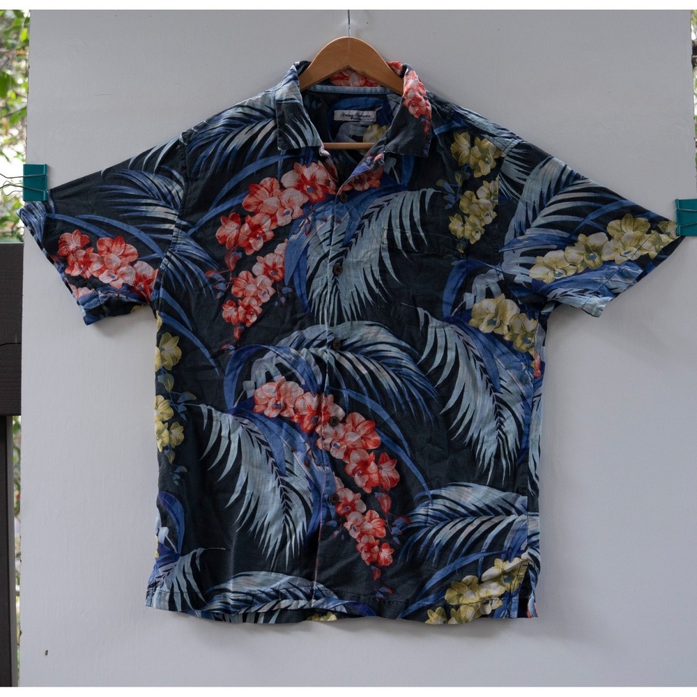 Tommy Bahama Men's‎ Aloha Hawaiian Button Up Shirt Hana Lei Fronds Size M